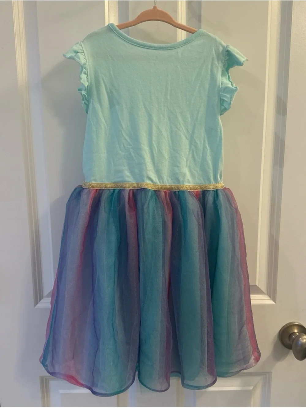 Disney Aqua Alice in Wonderland Rainbow Tulle Skater Dress